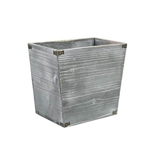 Cubo de basura de madera con antorcha estilo granja gris_1