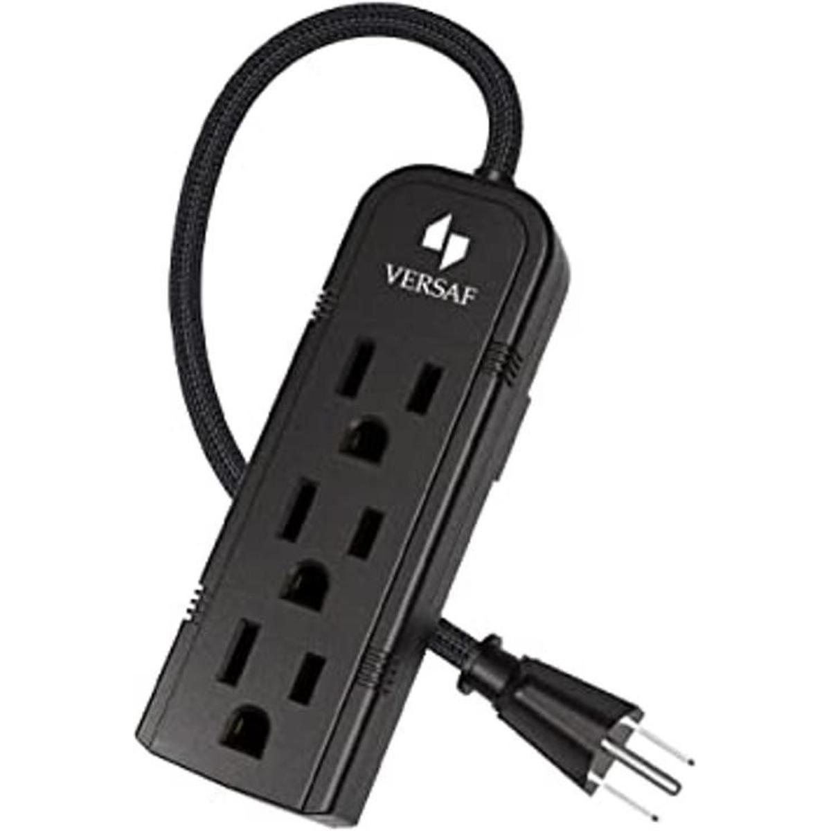 Tira de alimentación de 3 clavijas Slim negro 3 salidas