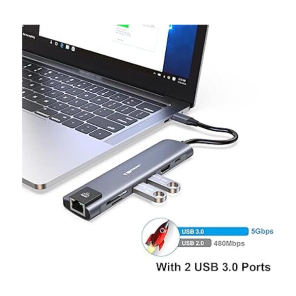 Hub USB C adaptador 7 en 1 tipo C con USB C a HDMI 4K_2