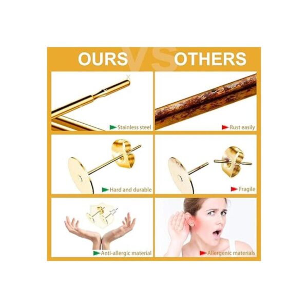 Postes y respaldos de aretes dorados 500 aretes