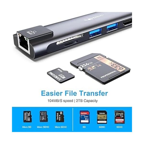 Hub USB C adaptador 7 en 1 tipo C con USB C a HDMI 4K_4