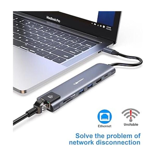 Hub USB C adaptador 7 en 1 tipo C con USB C a HDMI 4K_3