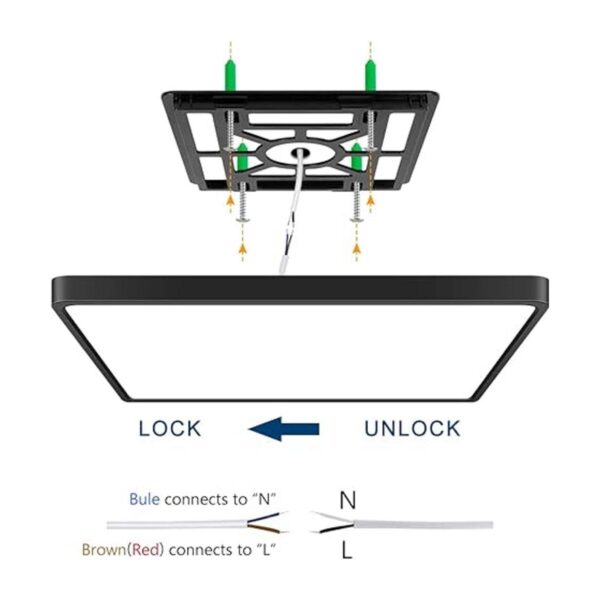 Lámpara de techo LED cuadrada de 12 pulgadas de 24 W luz_4