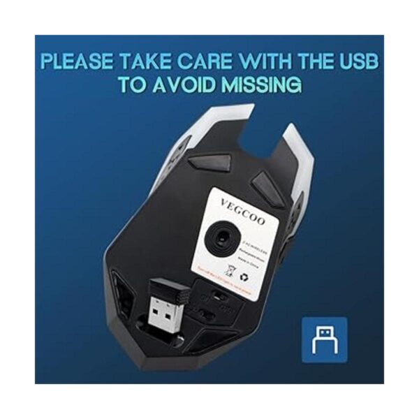 VEGCOO Ratón inalámbrico recargable C12 para juegos mouse
