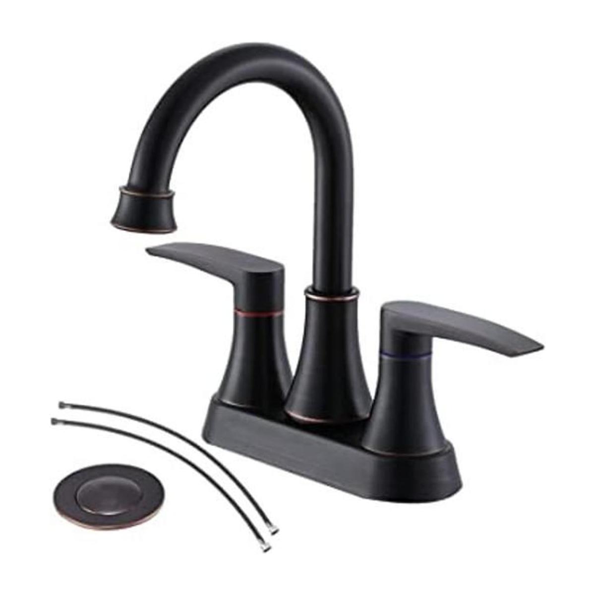 VALISY Grifo de lavabo de baño moderno comercial de 2 asas