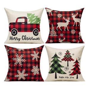 Christmas Throw Pillow Covers 18x18 Set of 4 Outdoor_1