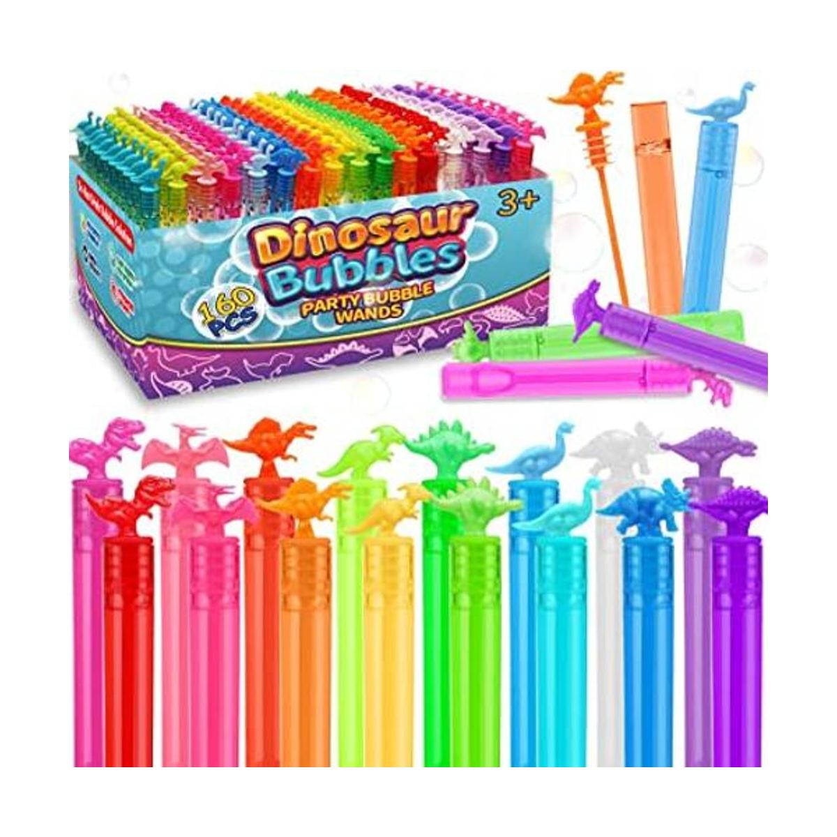 Paquete de 160 mini varita de burbujas de dinosaurio de 16