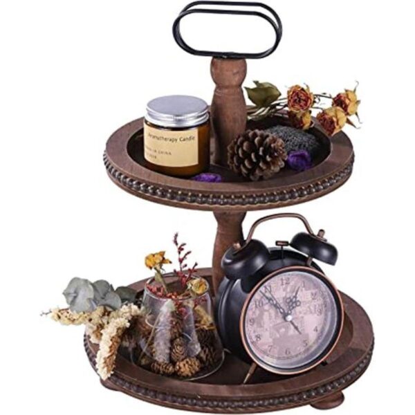 Urban Deco Bandeja decorativa de madera de dos niveles_1