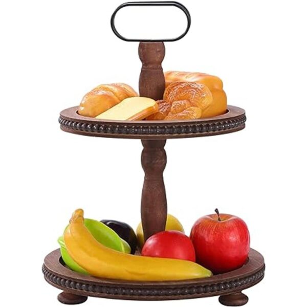Urban Deco Bandeja decorativa de madera de dos niveles_2