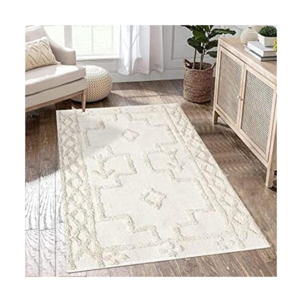 Uphome Alfombra bohemia de algodón con diseño geométrico_1