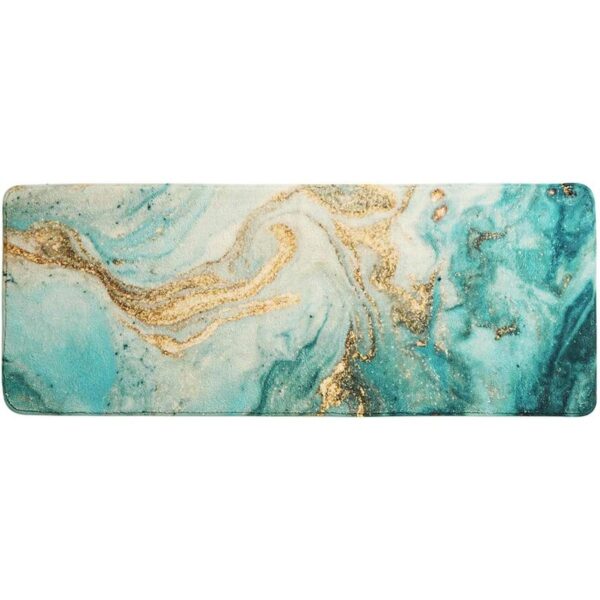 Uphome Alfombra de baño de terciopelo de mármol turquesa