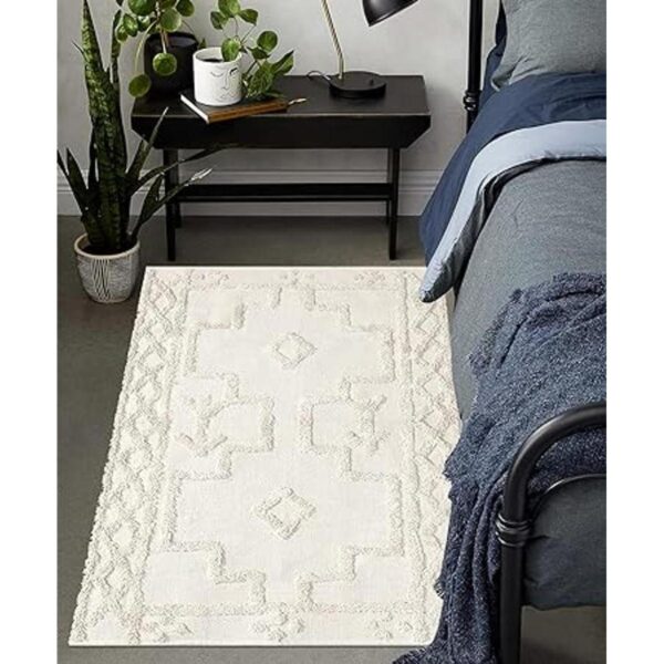 Uphome Alfombra bohemia de algodón con diseño geométrico_6