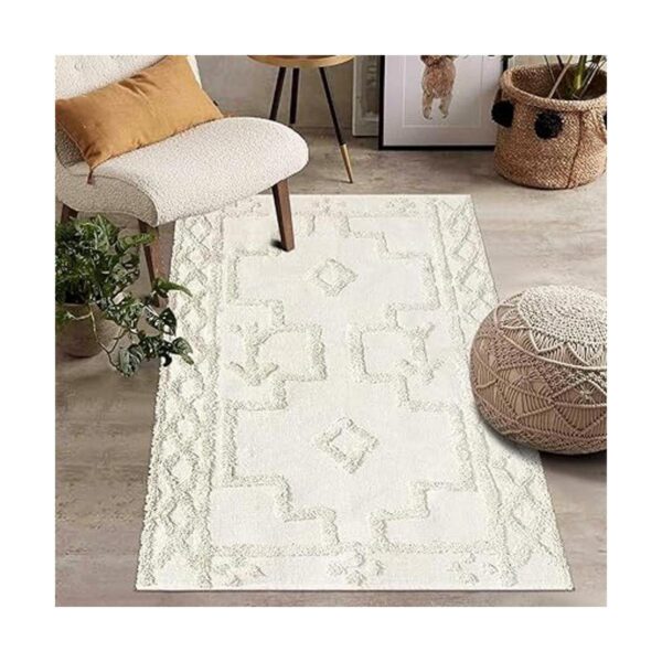 Uphome Alfombra bohemia de algodón con diseño geométrico_5