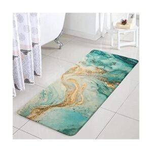 Uphome Alfombra de baño de terciopelo de mármol turquesa