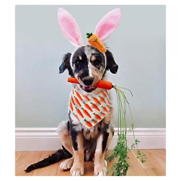 Diadema con orejas de conejo para perros y pañuelo de Pascua_1