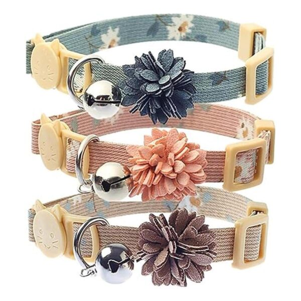 Pack de 3 collares de flores para gatos pequeños con_1