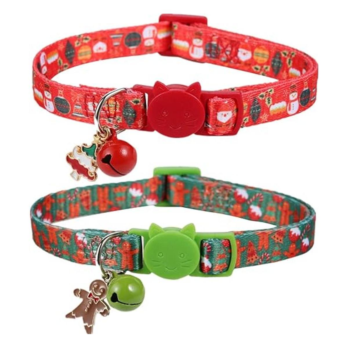 BoomBone Juego de 2 collares de Navidad para gatos con