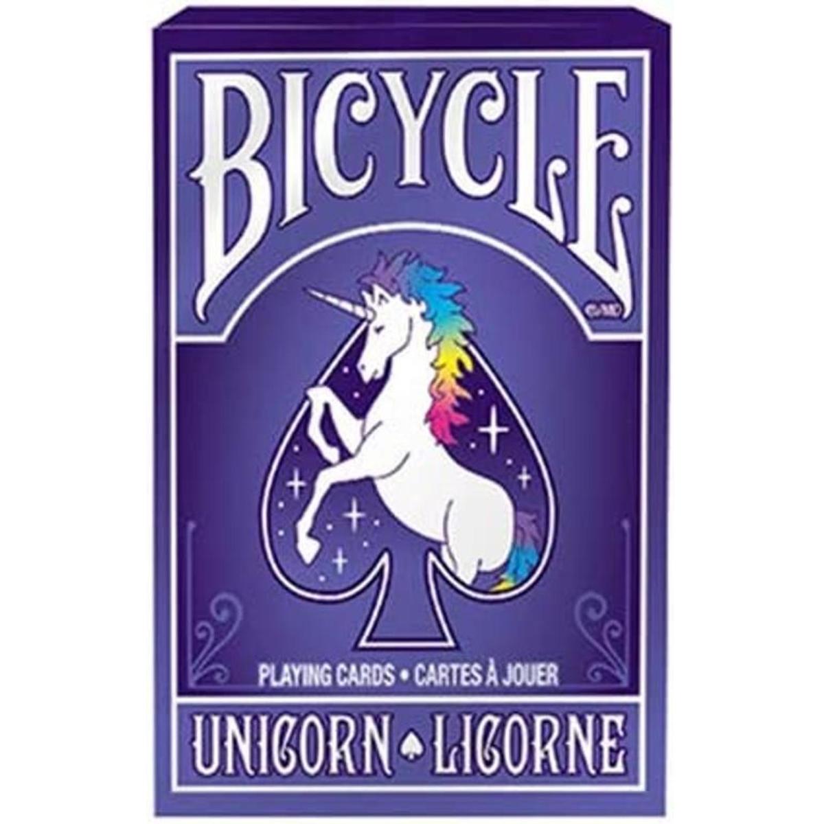 Tarjetas de juego de unicornio para bicicleta