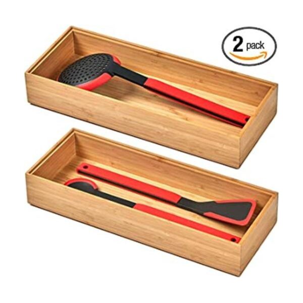 Cajas organizadoras de bambú para cajones de cocina con_1