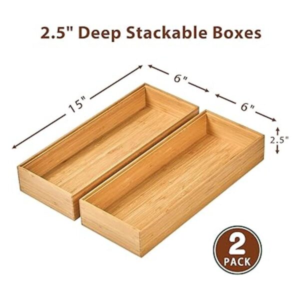 Cajas organizadoras de bambú para cajones de cocina con_2