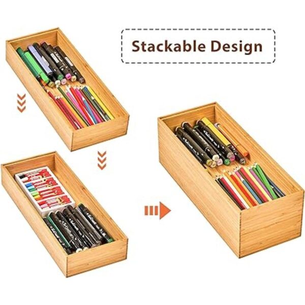 Cajas organizadoras de bambú para cajones de cocina con_5