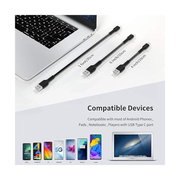 Cable USB C corto de 1 pie de carga rápida paquete de 5