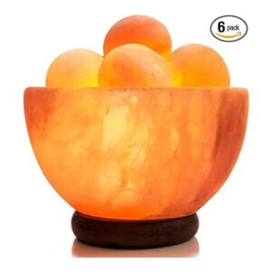 UMAID Lámpara de sal natural del Himalaya con 6 bolas de