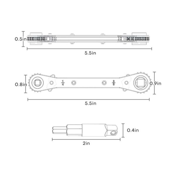 Llave de servicio HVAC llave de trinquete de