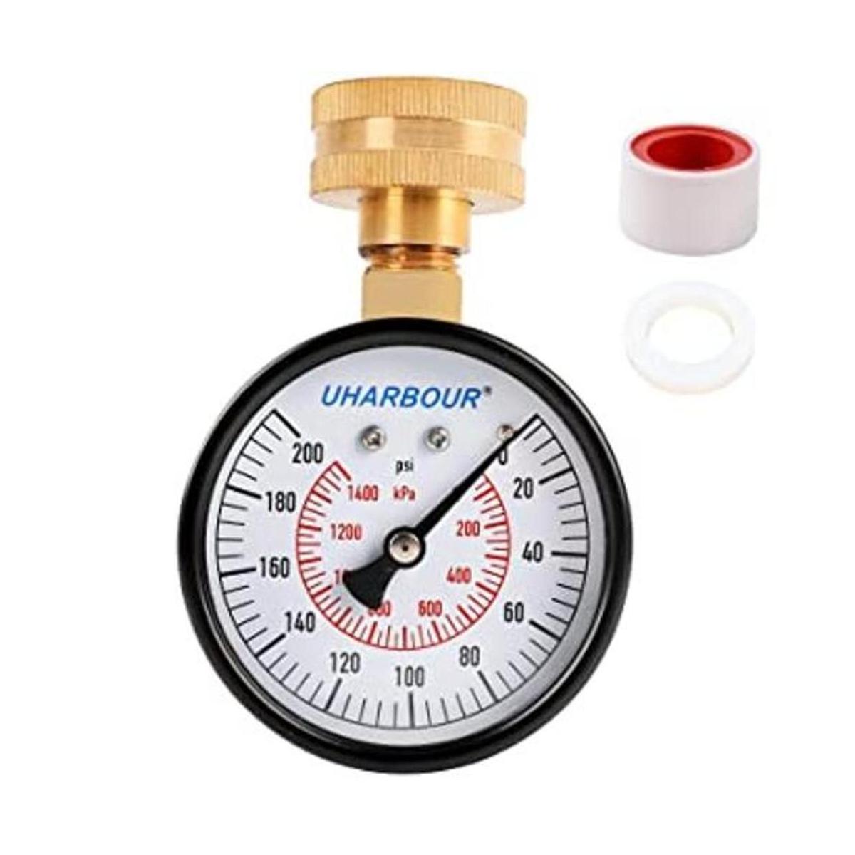 UHARBOUR Medidor de presión de agua de 200 psi esfera de