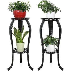 Ufine Soporte de metal para plantas de 2 niveles para