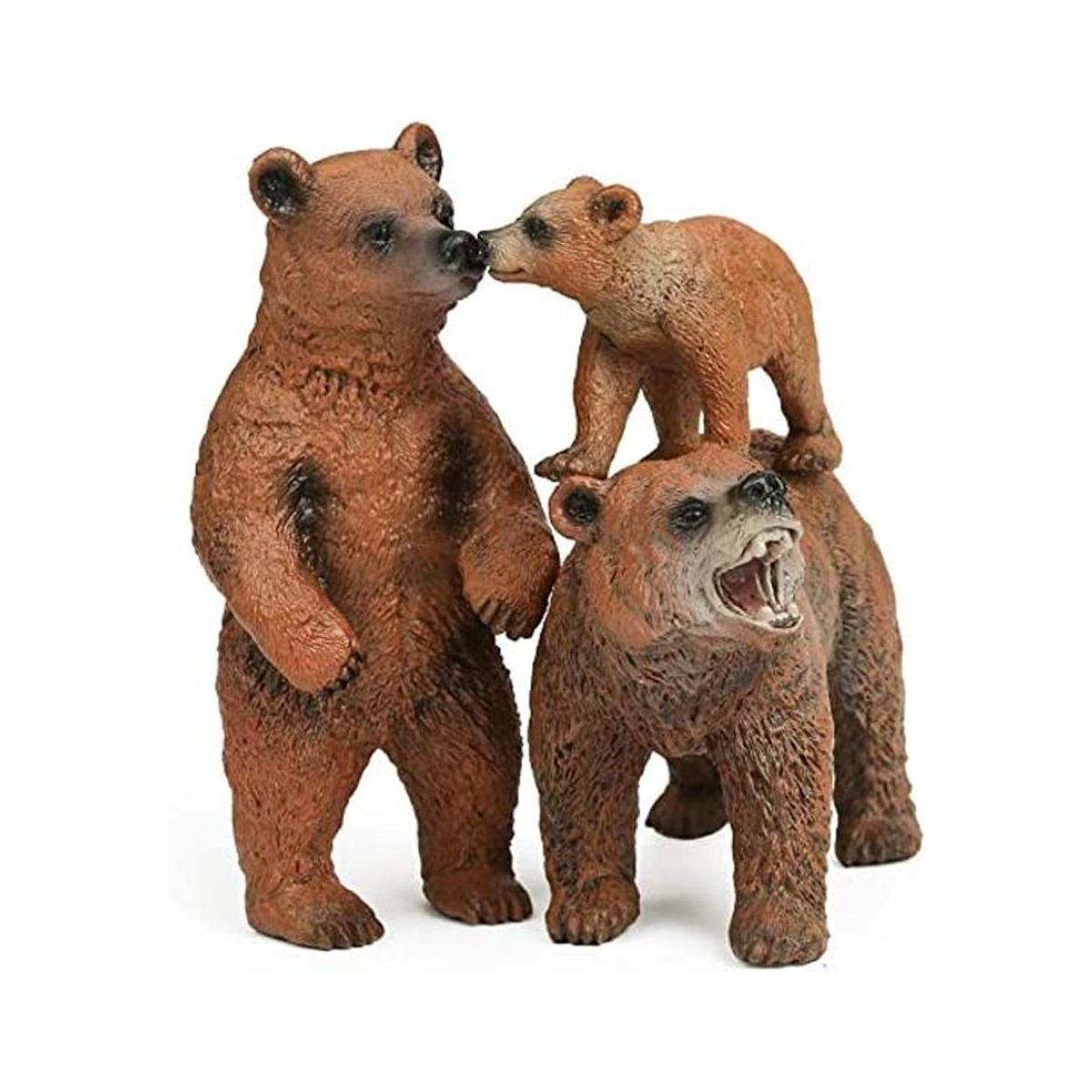 Grizzly Bear Juego de figuras de animales de plástico