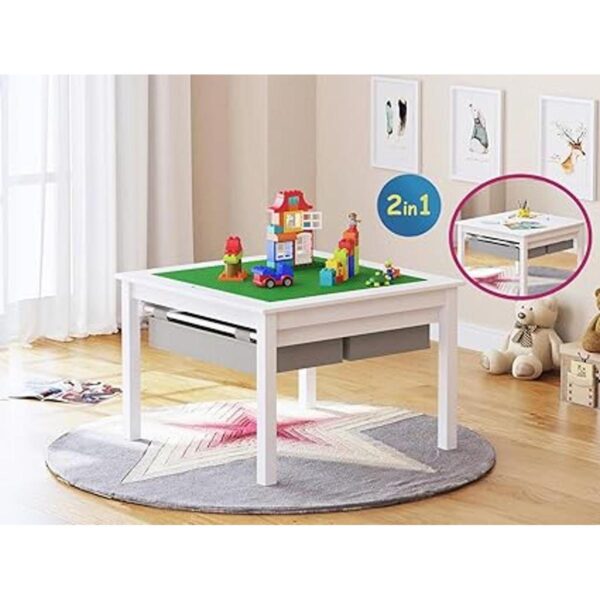 UTEX Mesa de juegos 2 en 1 para niños con cajones de_4