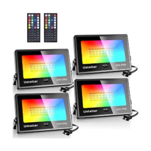 Ustellar Paquete de 4 luces LED RGB de 25 W que cambian de_1
