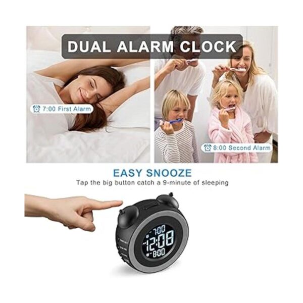 USCCE Reloj despertador dual ruidoso con agitador de cama_5