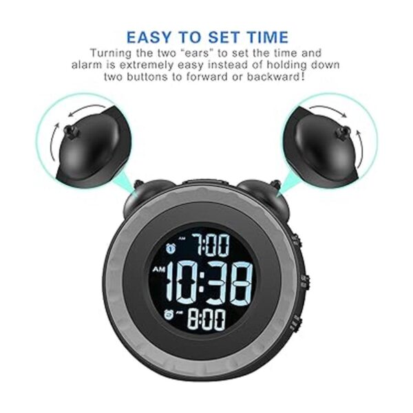 USCCE Reloj despertador dual ruidoso con agitador de cama_3