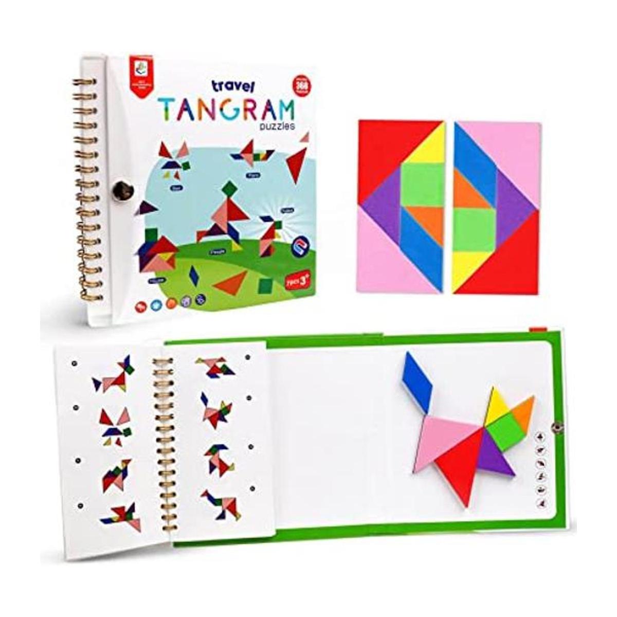USATDD Rompecabezas Tangram de viaje con 2 juegos bloques