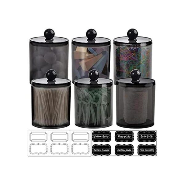 Paquete de 6 tarros de boticario Qtip para baño con