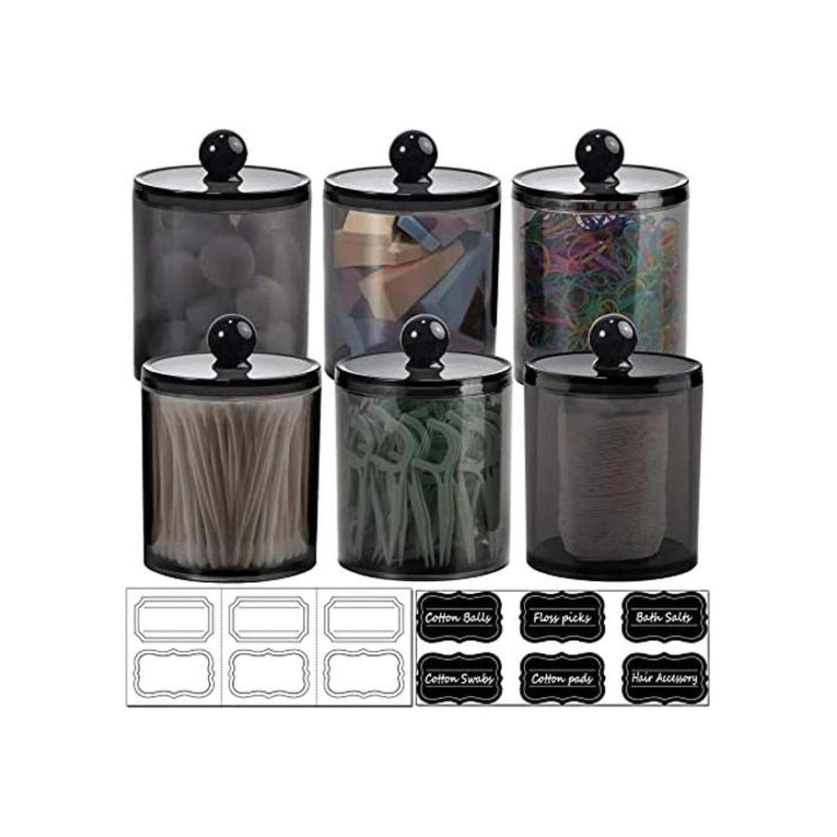Paquete de 6 tarros de boticario Qtip para baño con