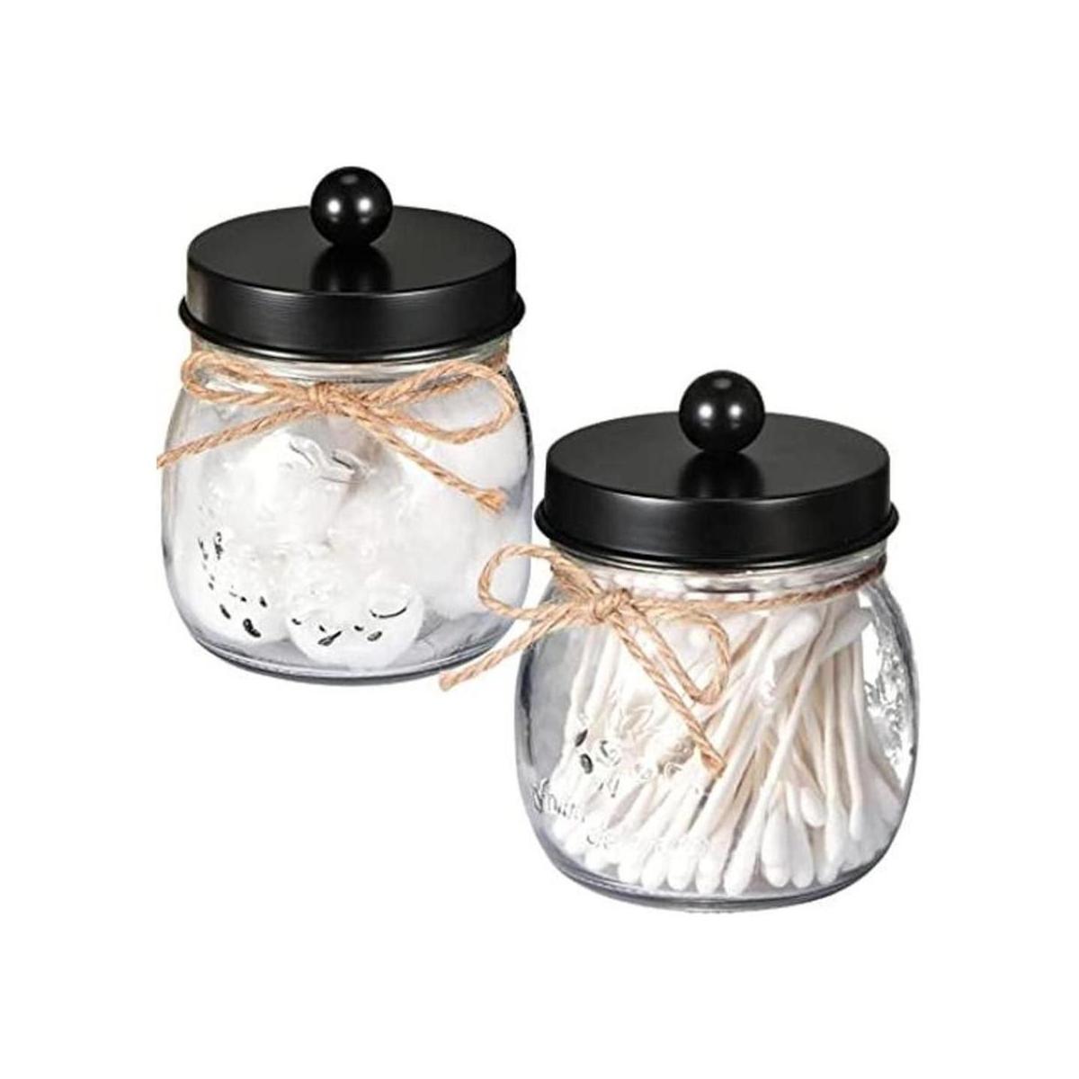 SheeChung dispensador de hisopos Vidrio Negro Paquete
