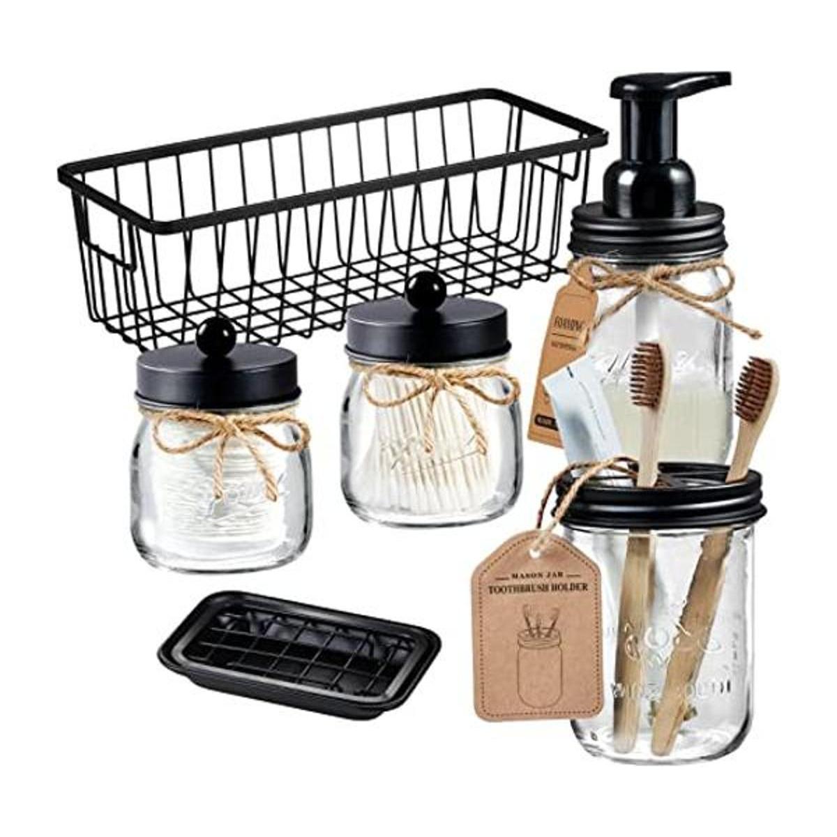Juego de accesorios de baño Mason Jar 6 piezas