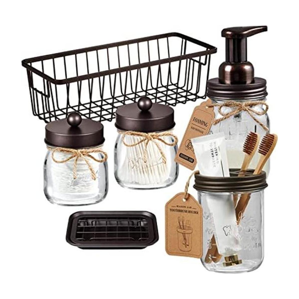 Mason Jar Juego de accesorios de baño 6 piezas