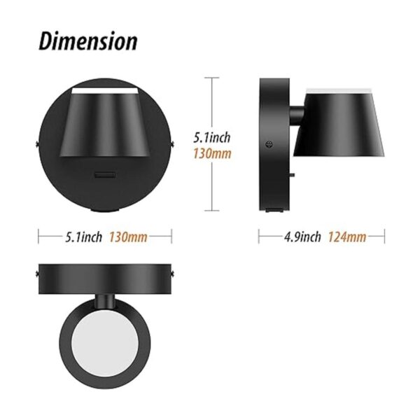 URSOLA Aplique de pared LED con interruptor de_2
