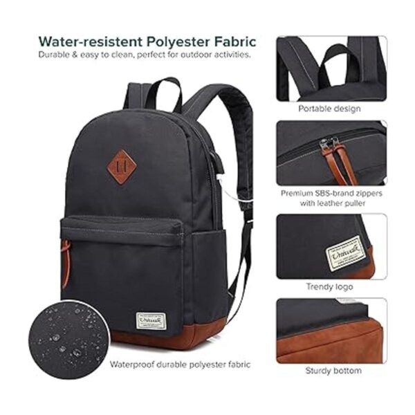 Mochila universitaria resistente al agua para portátil