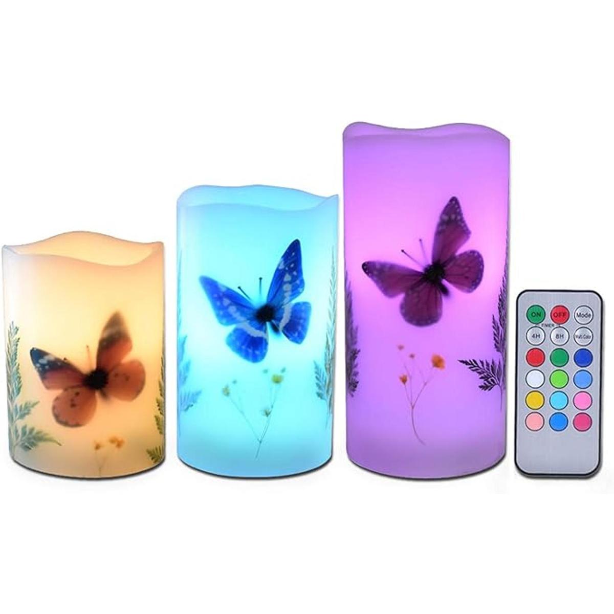 Juego de 3 velas sin llama de 4 pulgadas 5 pulgadas 6