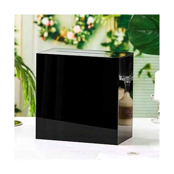 UNIQOOO Caja de tarjetas de boda de acrílico negro con_5