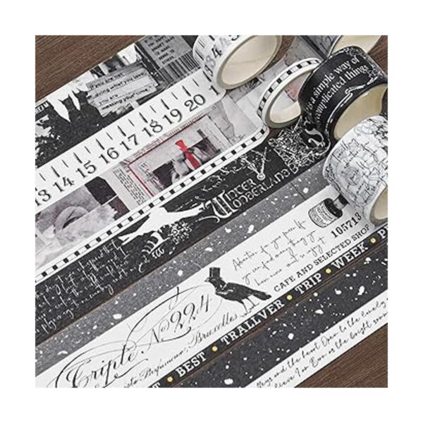 Juego de cinta Washi en blanco y negro 20 rollos de cinta_4