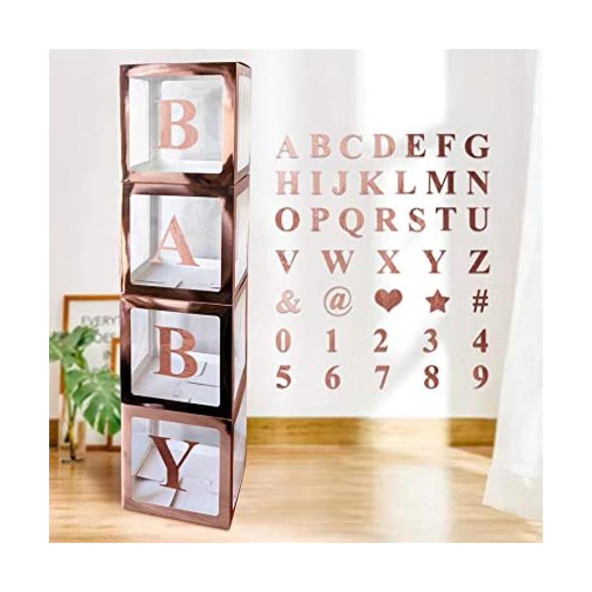 UNIIDECO 4 cajas transparentes de oro rosa para globos con