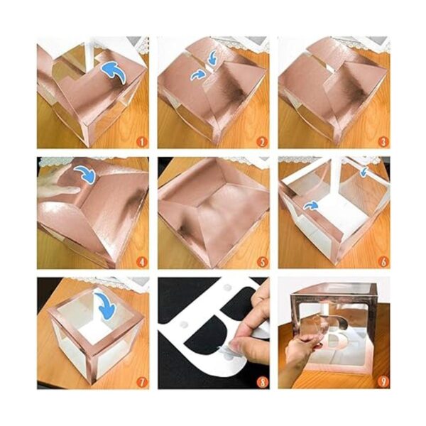 UNIIDECO 4 cajas transparentes de oro rosa para globos con_5