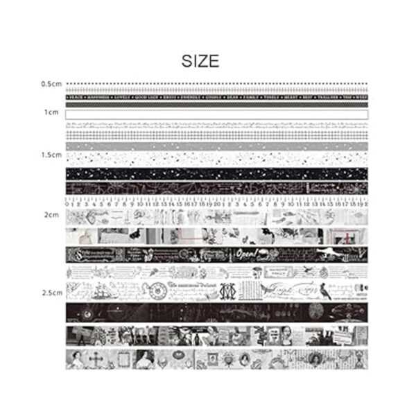 Juego de cinta Washi en blanco y negro 20 rollos de cinta_5