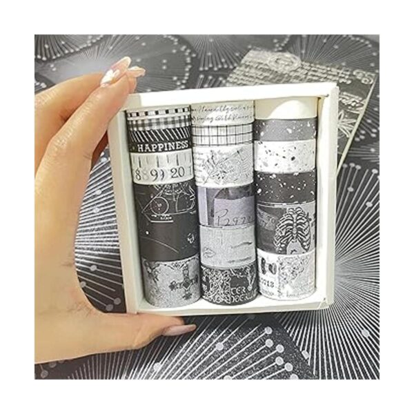 Juego de cinta Washi en blanco y negro 20 rollos de cinta_3